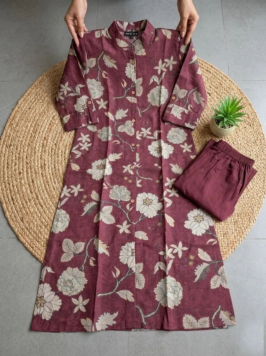 Dusty Rose Printed Ethnic Wear Set